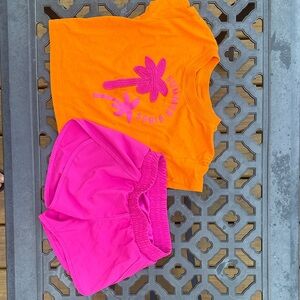 Cat & Jack Orange Tee with Pink Graphic